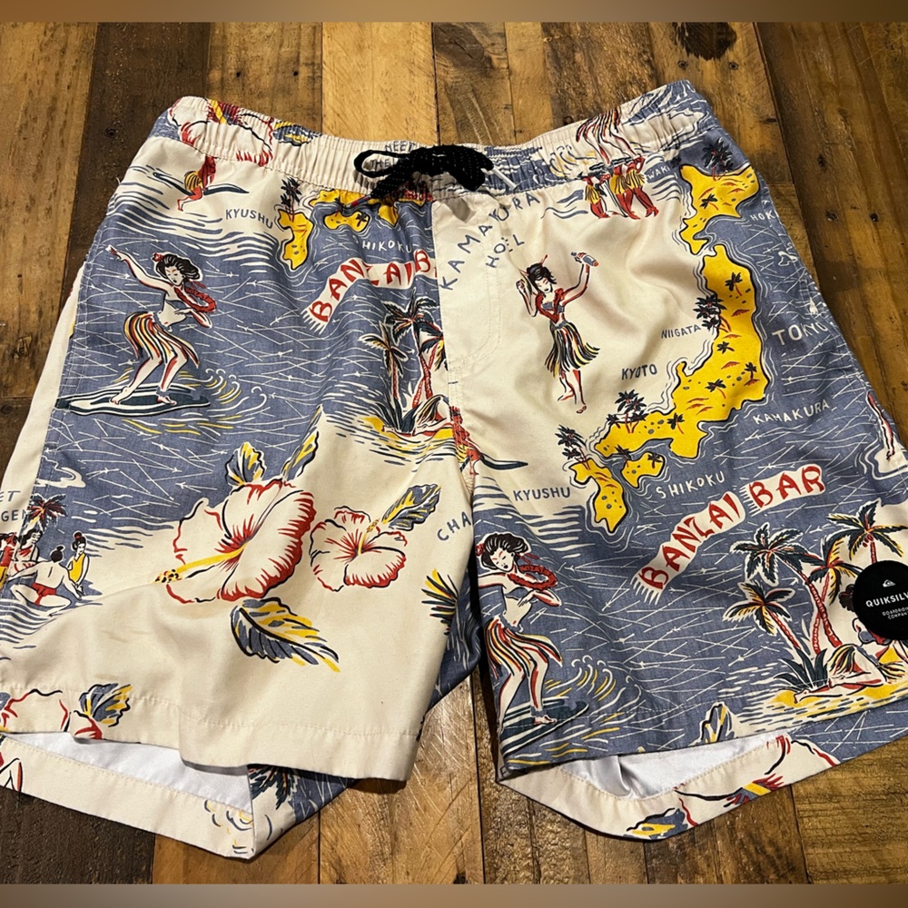 Quiksilver Plaid Board Shorts | Men’s Medium | Surf / Swim EUC